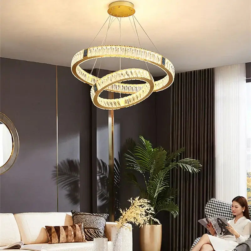 Gold decorbites crystal round ceiling chandelier for dining room