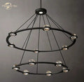 Gold double ring round crystal chandelier for dining room