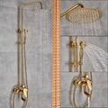 Gold dual handle rainfall shower system with ceramic handles bathroom