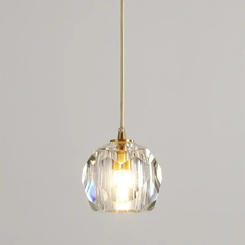 Gold five globe diamond crystal copper led pendant dining room light