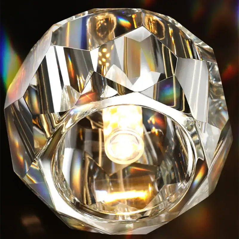 Gold five globe diamond crystal copper led pendant dining room light