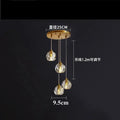 Gold five globe diamond crystal copper led pendant dining room light