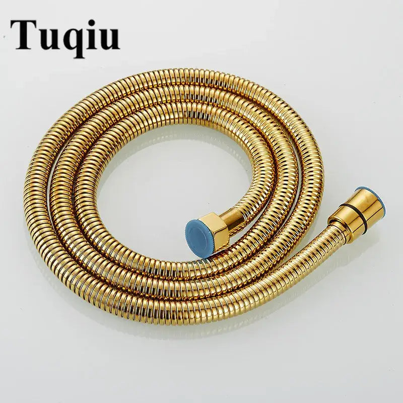 Gold flexible stainless steel shower hose bathroom brass fittings