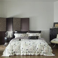 Gold floral satin cotton bedding set bedroom duvet cover and pillows