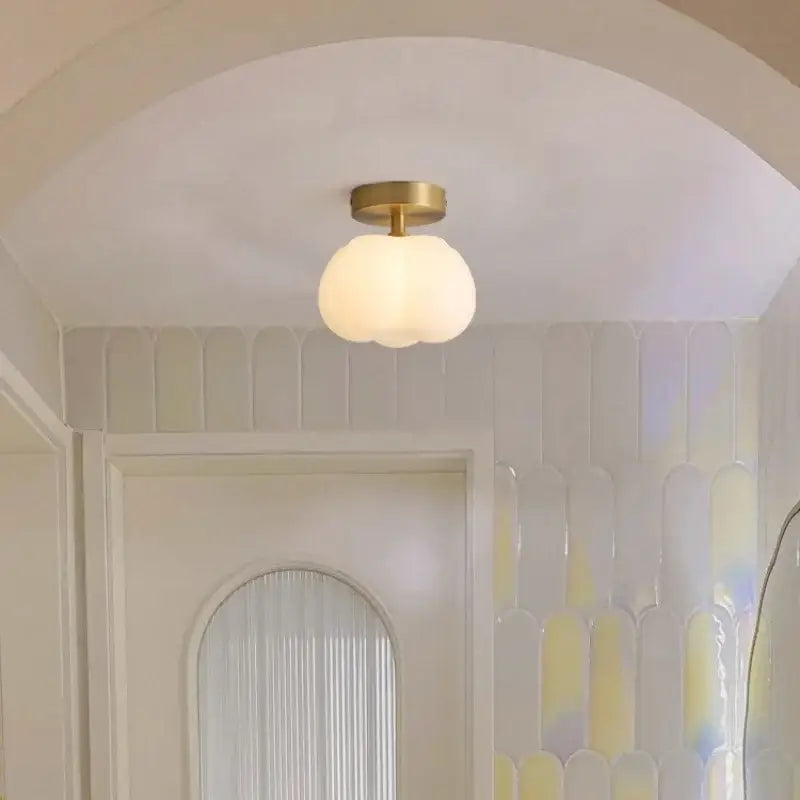 Gold flower frosted glass ceiling lamp hallway light