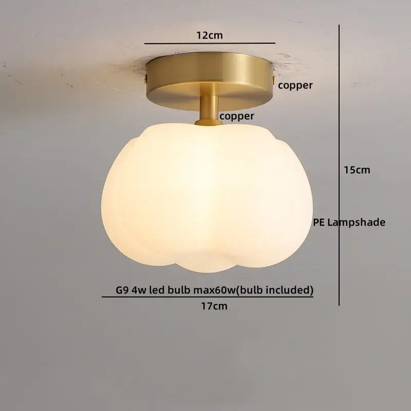 Gold flower frosted glass ceiling lamp hallway light