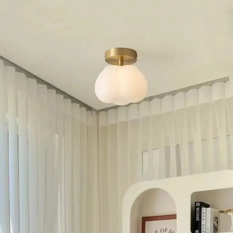 Gold flower frosted glass ceiling lamp hallway light