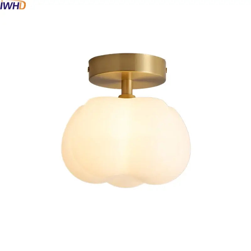 Gold flower frosted glass ceiling lamp hallway light