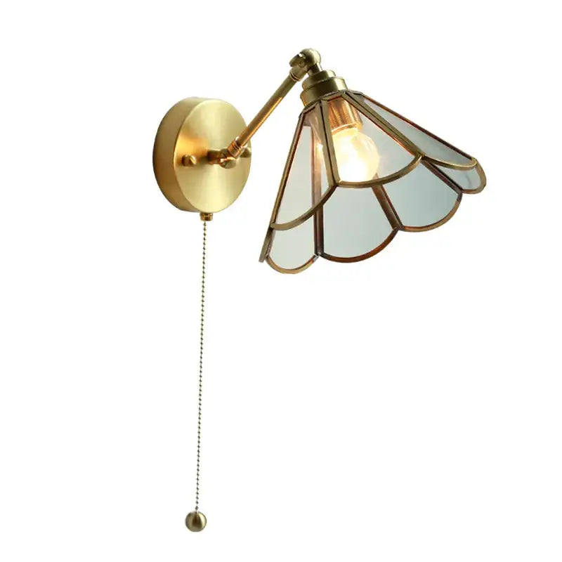 Gold fluted glass wall sconce – bedroom articulated wall lamp