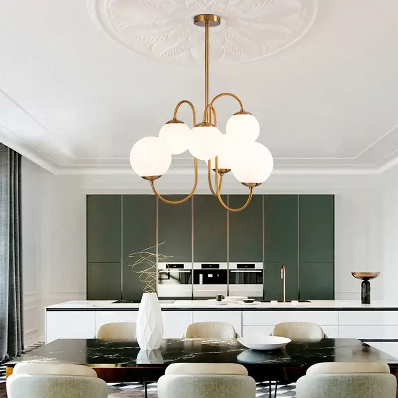 Gold frosted glass ball led pendant chandelier for kitchen lighting