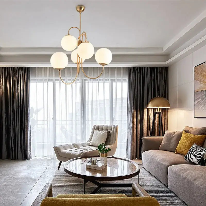 Gold frosted glass ball led pendant chandelier for kitchen lighting