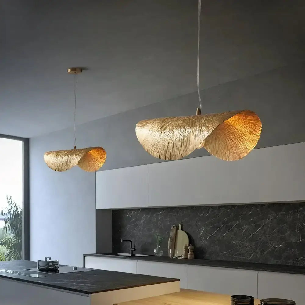 Gold lotus leaf led chandelier for living room dining kitchen island