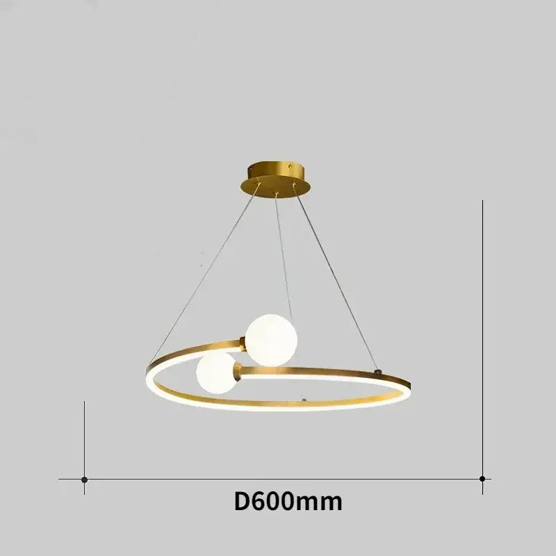 Gold nordic ring led chandelier dining room modern glass pendant