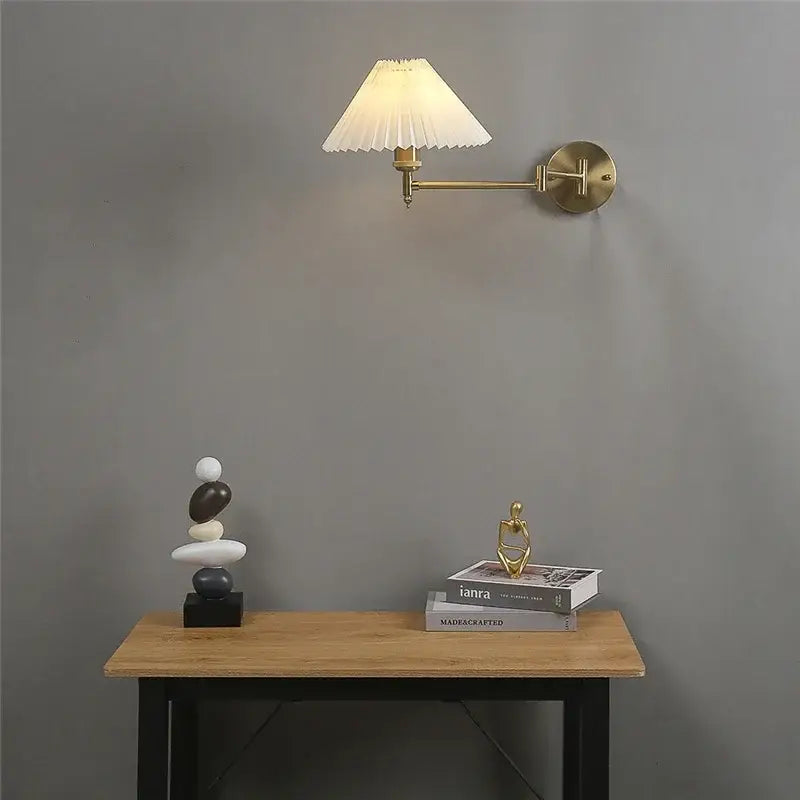 Gold pleated decorbites adjustable led wall lamp bedroom reading light