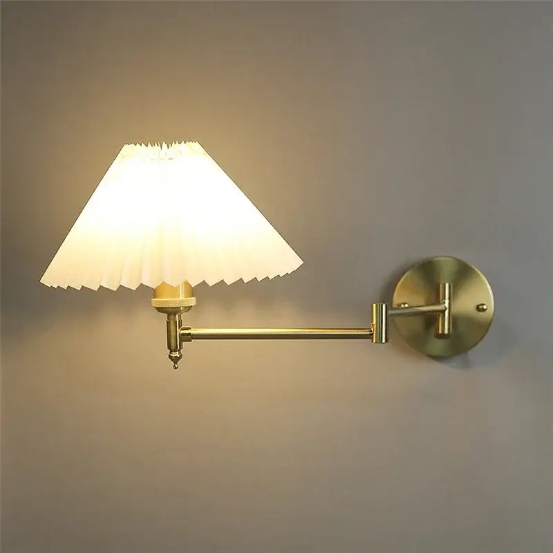 Gold pleated decorbites adjustable led wall lamp bedroom reading light