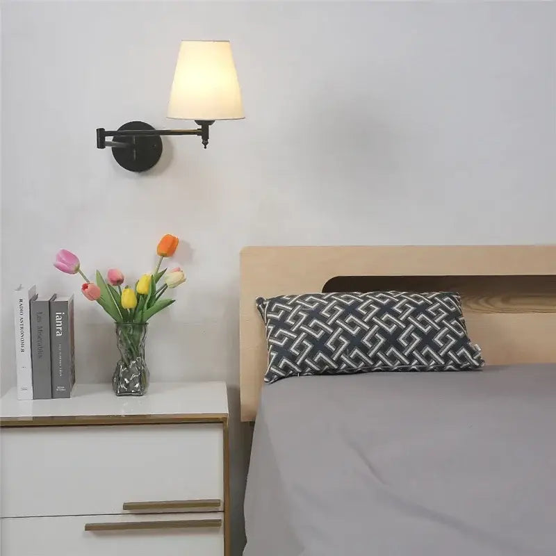 Gold pleated decorbites adjustable led wall lamp bedroom reading light