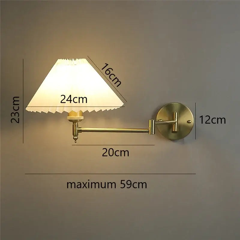 Gold pleated decorbites adjustable led wall lamp bedroom reading light