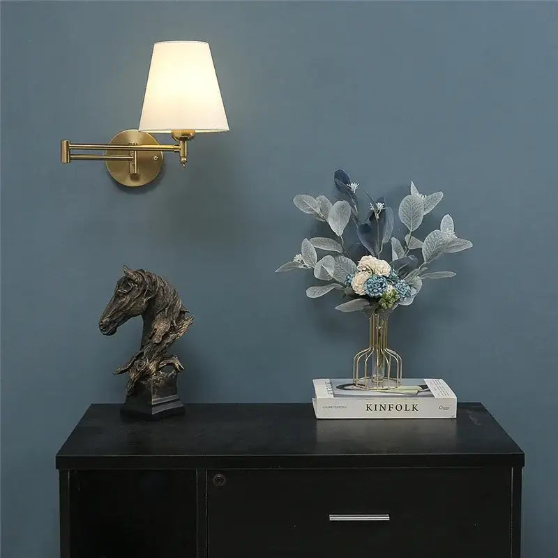 Gold pleated decorbites adjustable led wall lamp bedroom reading light