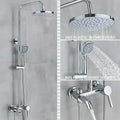 Gold polish rain shower system with handheld spray for bathroom