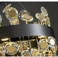 Gold rectangular crystal pendant chandelier for dining room