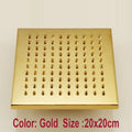 Gold square overhead shower head bathroom rain fixture