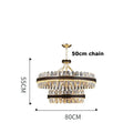 Gold stainless steel crystal chandelier dining room leather detail