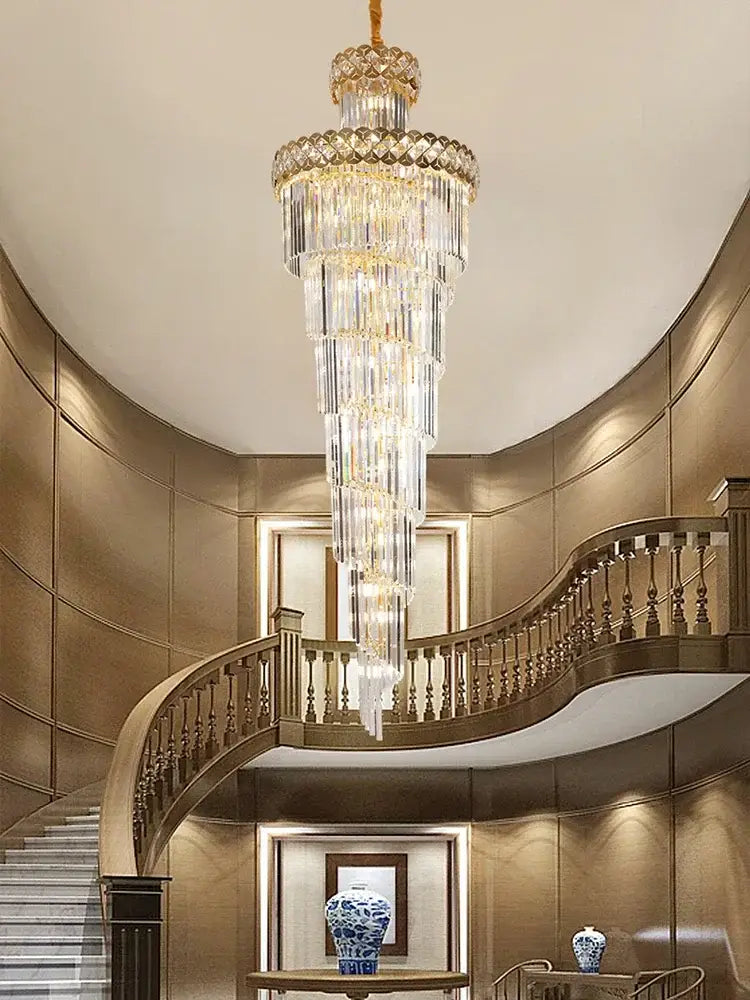 Gold stainless steel crystal pendant light living room chandelier