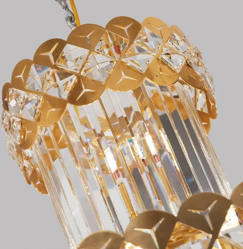 Gold stainless steel crystal pendant light living room chandelier