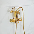 Gold swan bathtub faucet set bathroom shower with crystal knob