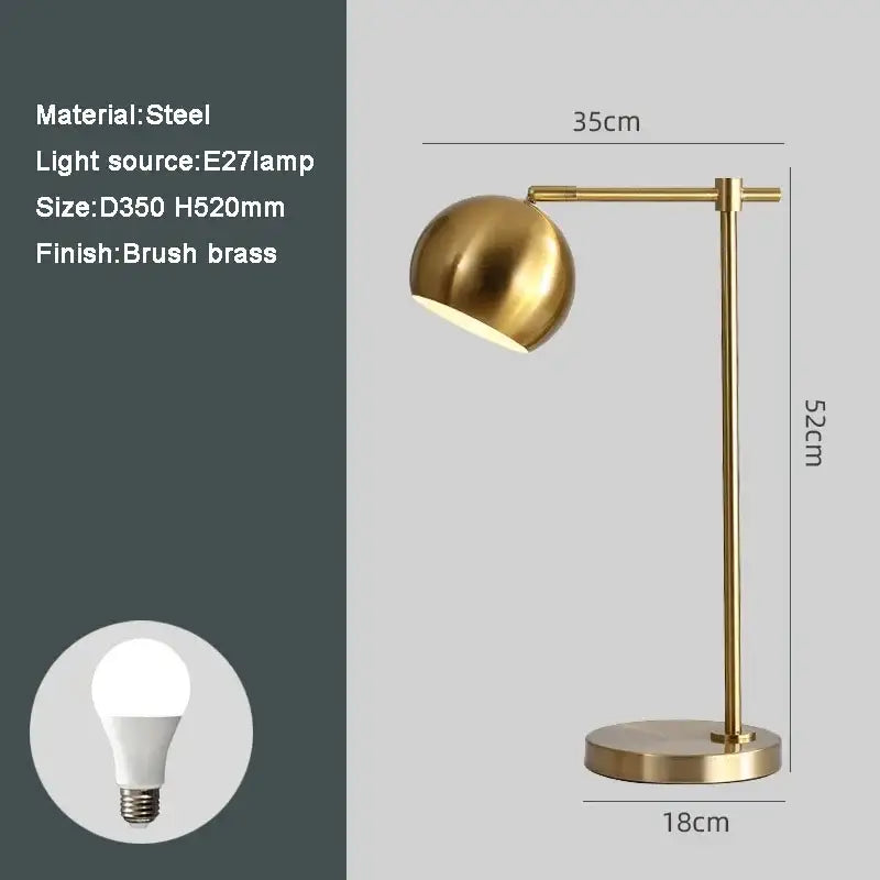 Gold vintage industrial desk lamp bedroom spherical led light