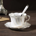 Gold wave white bone china cup set dining room porcelain tea set