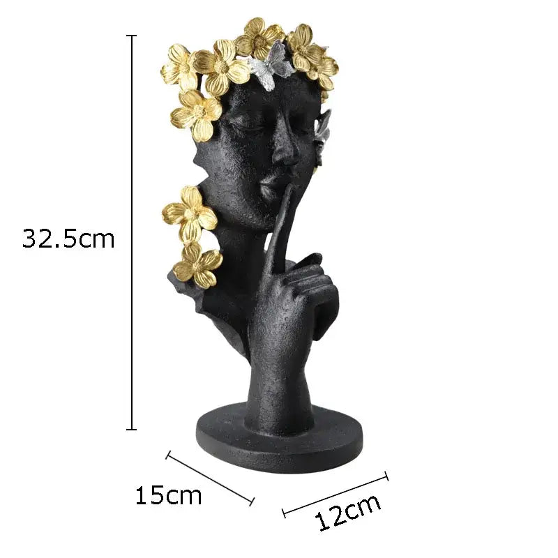 Gold white and black garland figure resin sculpture living room decor