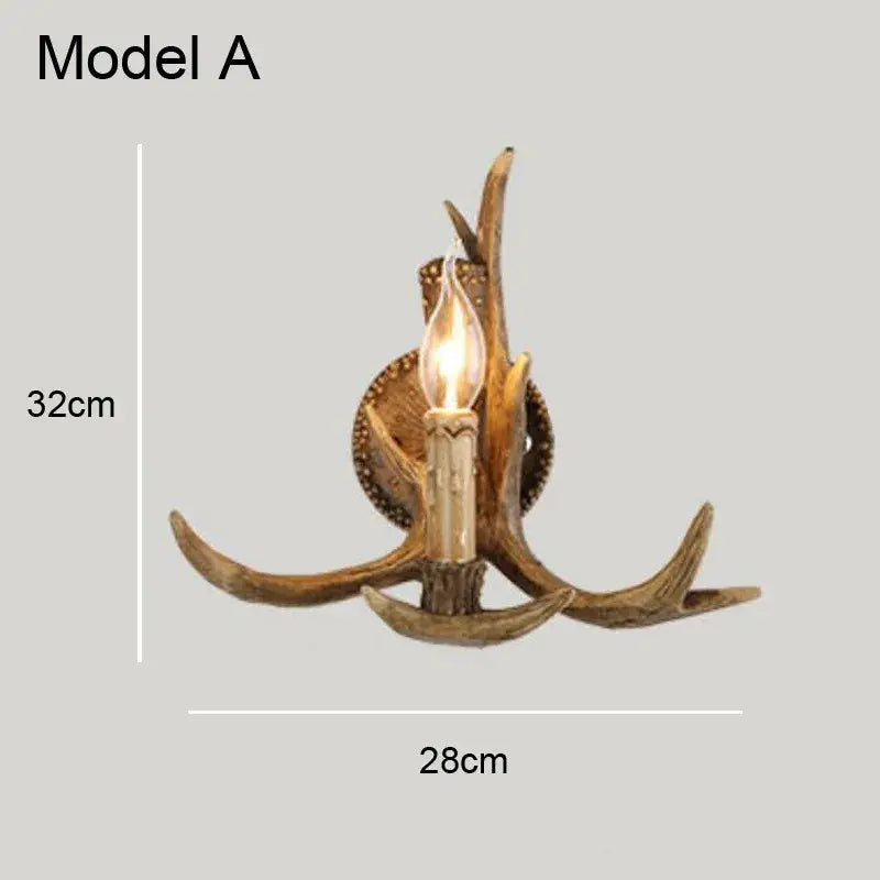 Golden antler deer horn wall lamp living room candle sconce