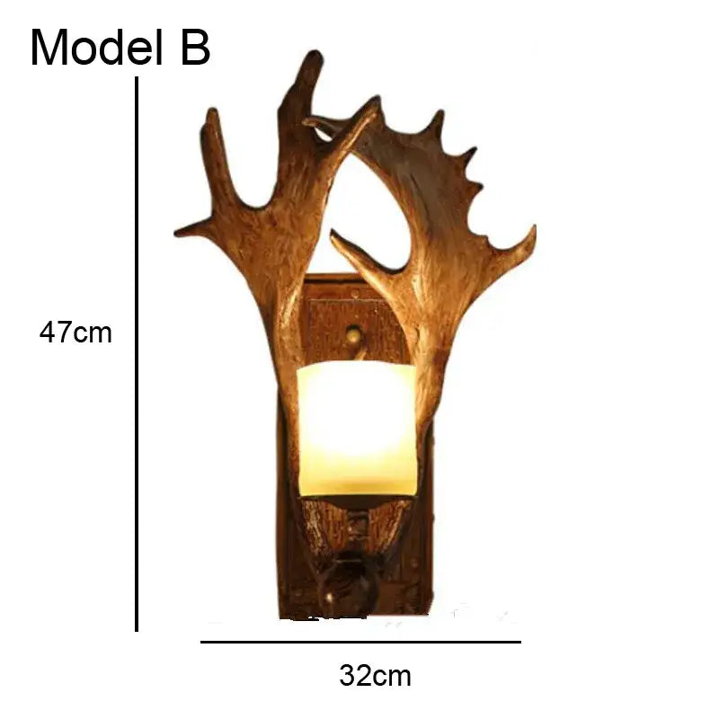 Golden antler deer horn wall lamp living room candle sconce