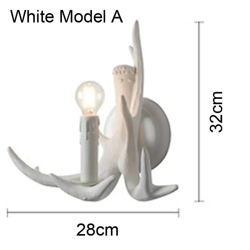Golden antler deer horn wall lamp living room candle sconce