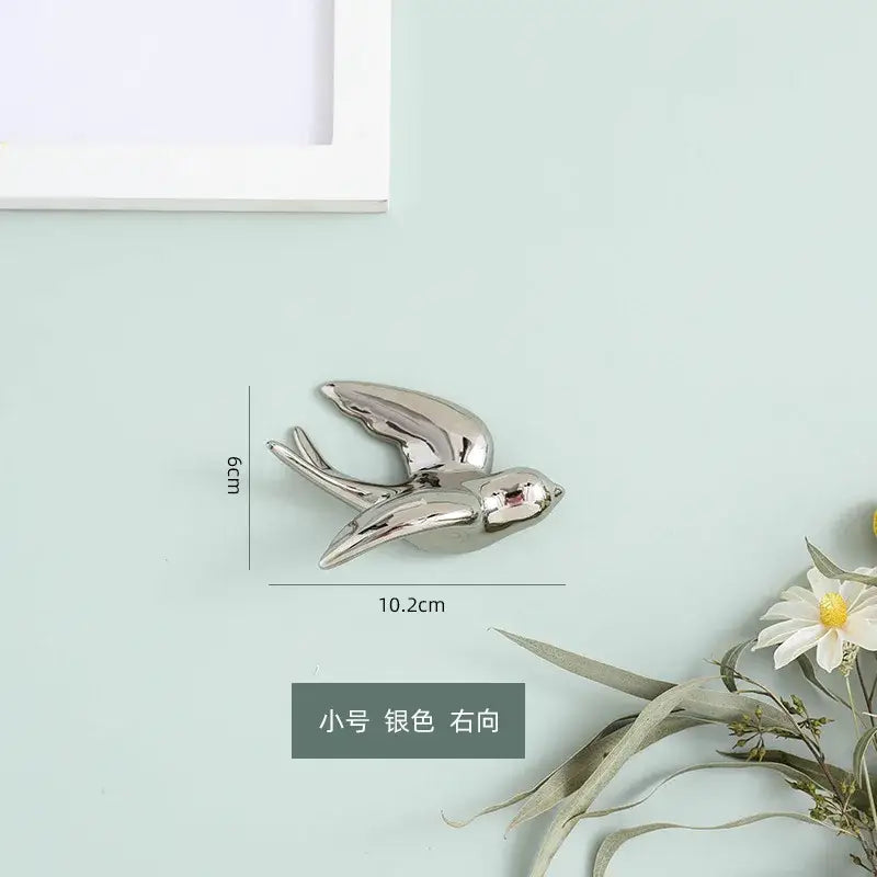 Golden bird swallow sculpture gold & silver wall decor living room