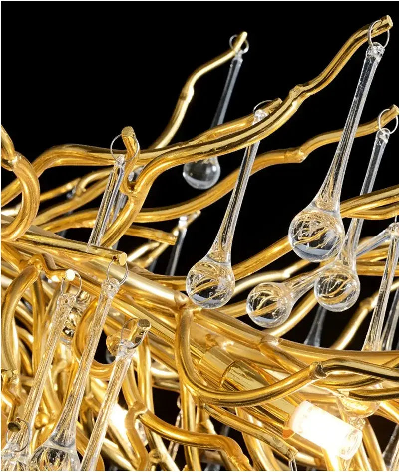 Golden branch crystal chandelier – living room luxury lighting