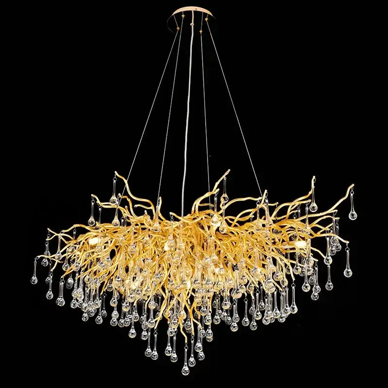 Golden branch crystal chandelier – living room luxury lighting