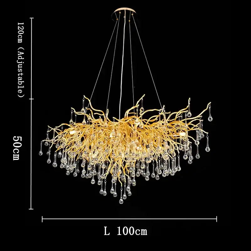 Golden branch crystal chandelier – living room luxury lighting