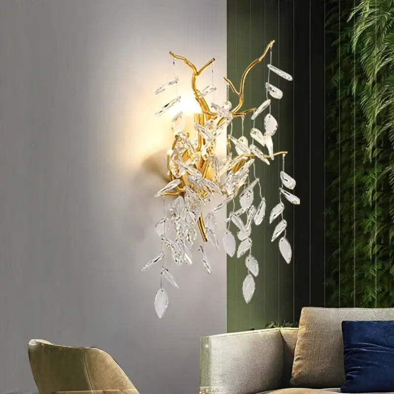 Golden branch crystal led pendant lights dining room chandelier