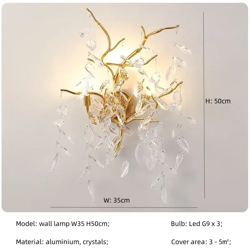 Golden branch crystal led pendant lights dining room chandelier