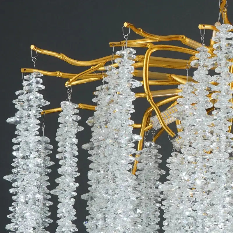 Golden branch crystal tassel ceiling chandelier for living room