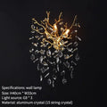 Golden branch crystal wall lamp living room leaf sconce