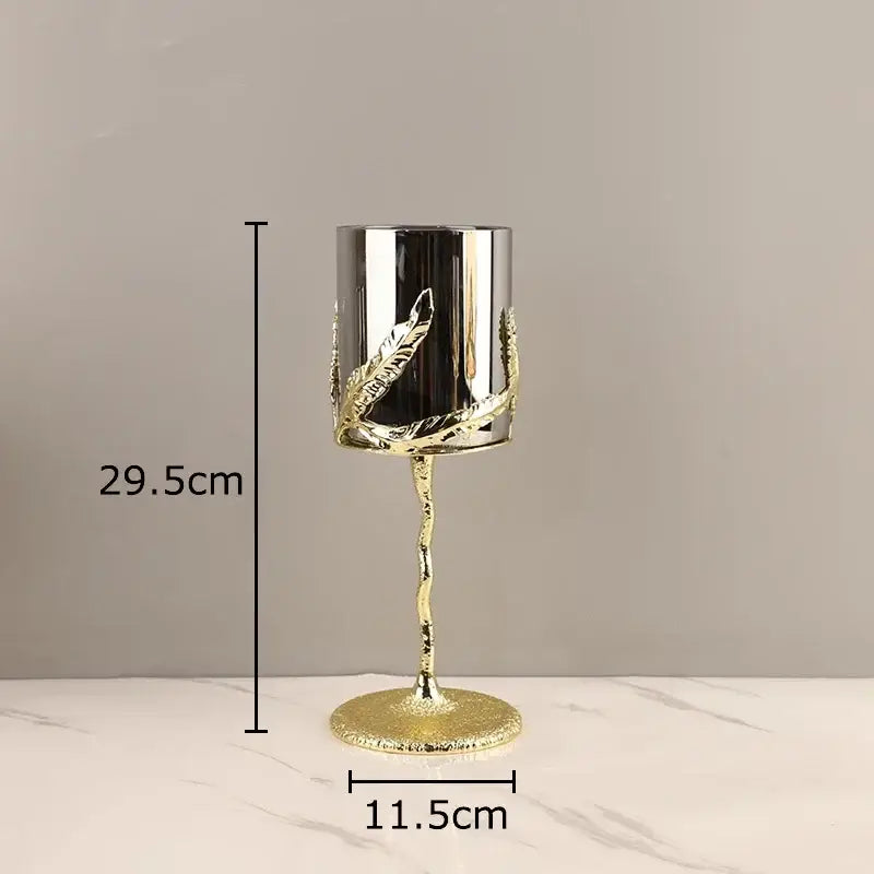 Golden branches candle holders dining room gold leaf glass decor