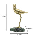 Golden brass bird marble base desk ornament living room statues