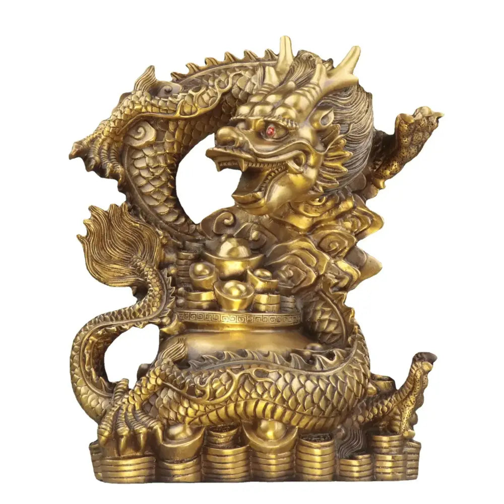 Golden brass dragon zodiac copper bowl ornament living room decor