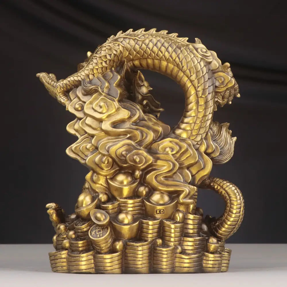 Golden brass dragon zodiac copper bowl ornament living room decor