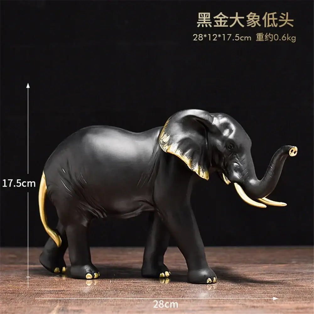 Golden brass elephant resin sculpture living room decor