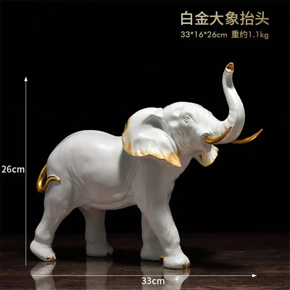 Golden brass elephant resin sculpture living room decor