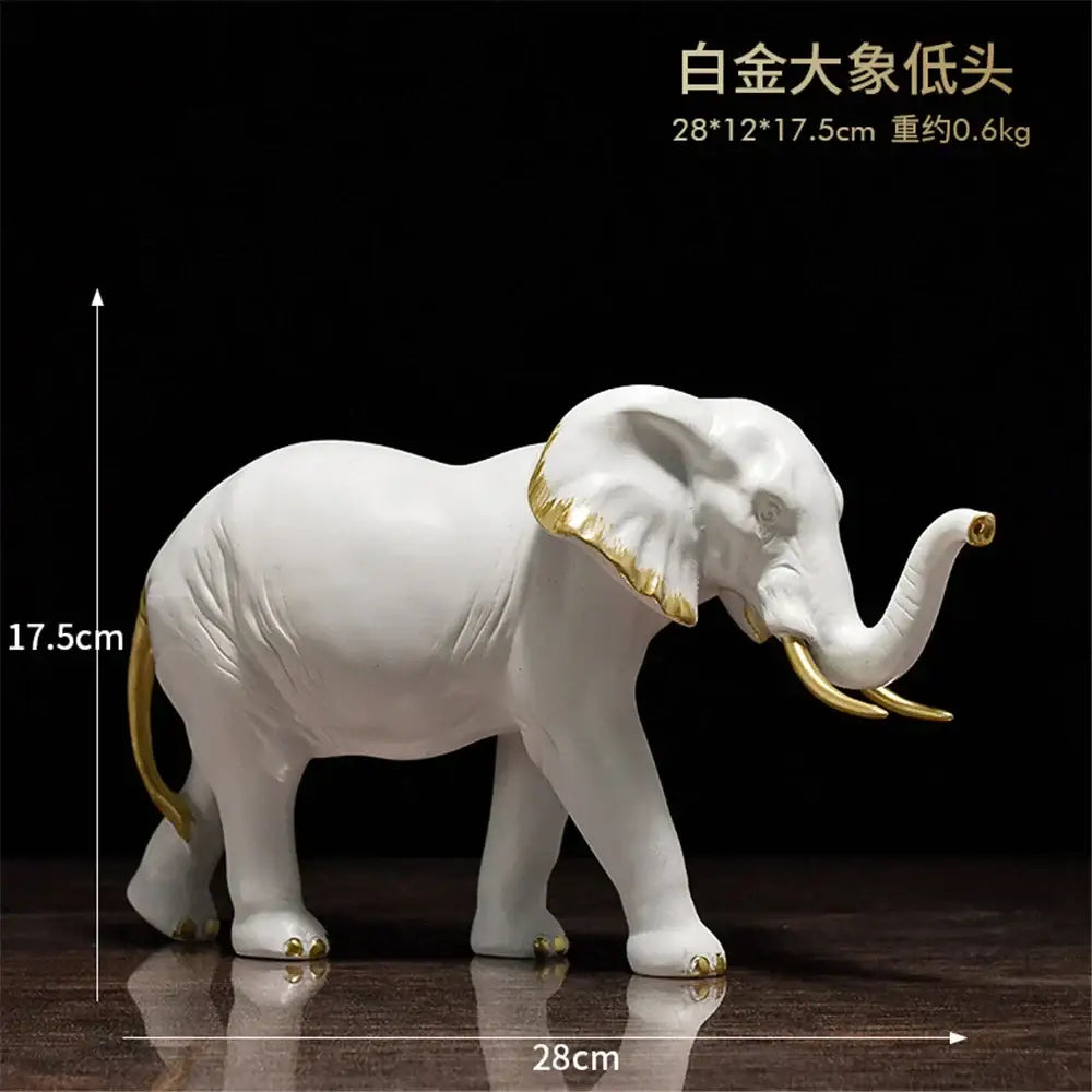 Golden brass elephant resin sculpture living room decor